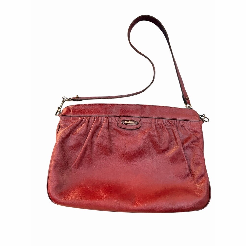 Vintage Etienne Aigner Hobo‎ Shoulder Bag Womens Burgundy Ruched Zip